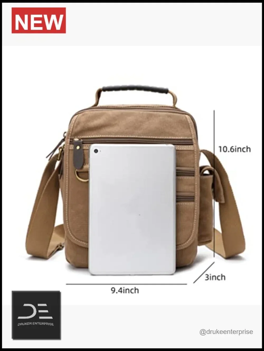 Canvas Shoulder Bag Small Messenger Crossbody Work Bag Multi-function